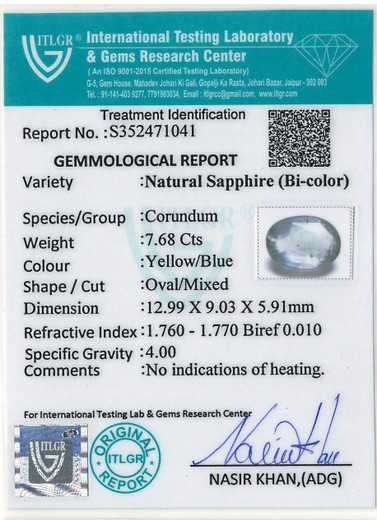 Bi-Colour Sapphire (Pitambari) - 7.68 Carat
