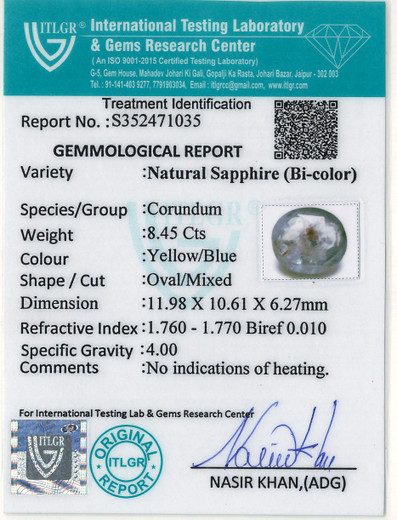Bi-Colour Sapphire (Pitambari) - 8.45 Carat