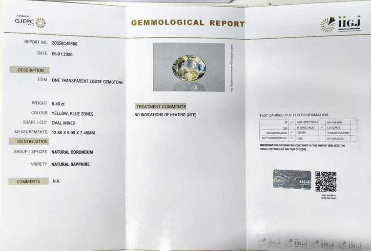 Bi-Colour Sapphire(Pitambari) - 8.49 Carat