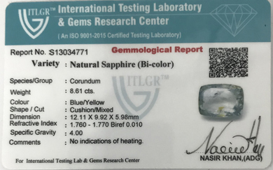 Bi-Colour Sapphire(Pitambari) - 8.61 Carat