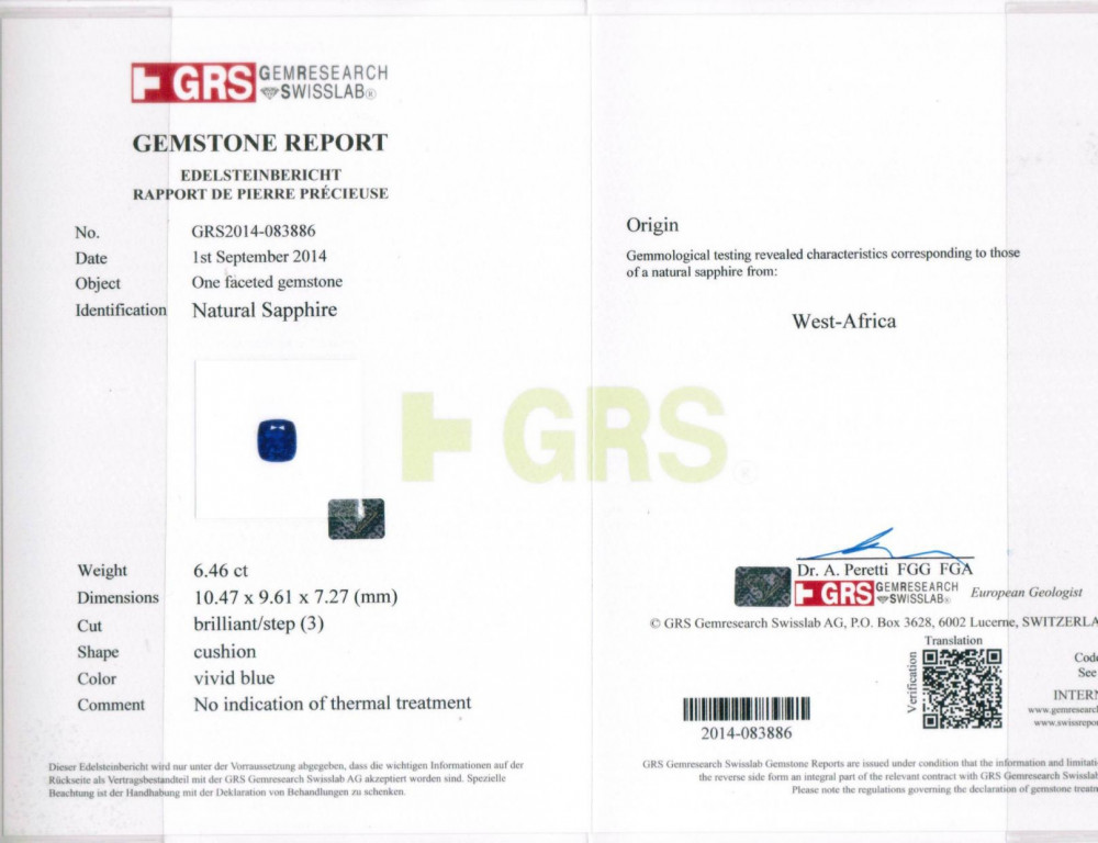 Vivid Blue Sapphire - 6.46 Carat