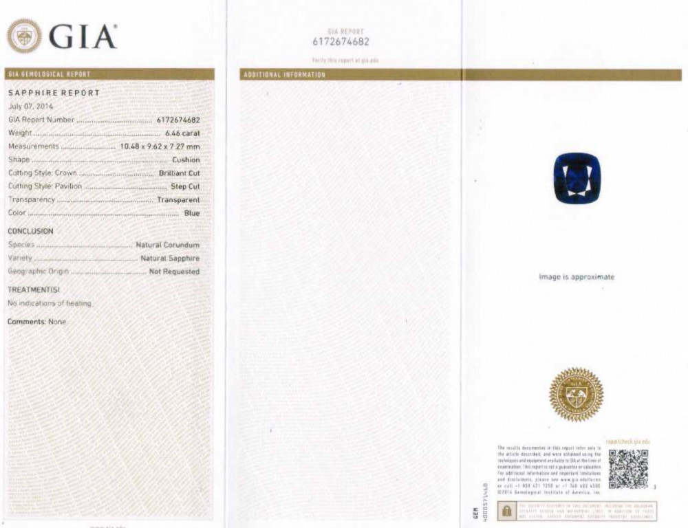 Vivid Blue Sapphire - 6.46 Carat