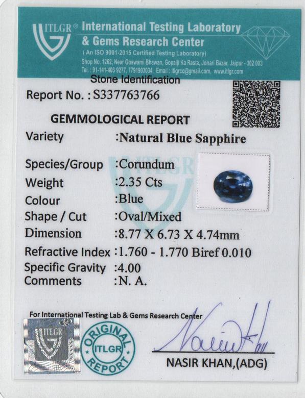 Blue Sapphire - 2.35 Carat
