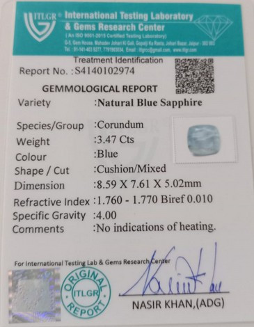 Blue Sapphire  - 3.47 Carat