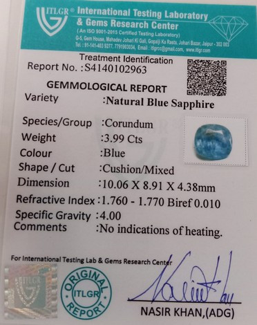 Blue Sapphire  - 3.99 Carat
