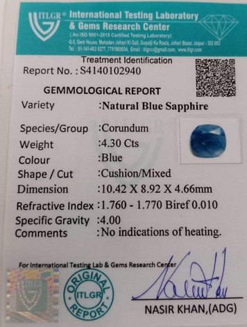 Blue Sapphire  - 4.3 Carat