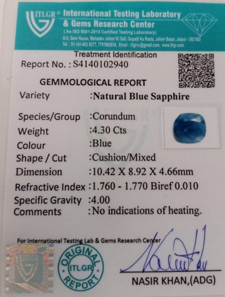 Blue Sapphire  - 4.3 Carat