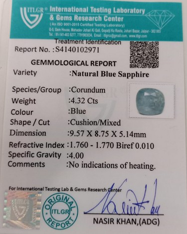 Blue Sapphire  - 4.32 Carat