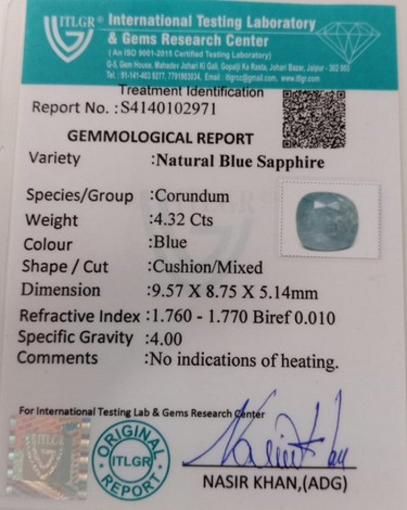 Blue Sapphire  - 4.32 Carat