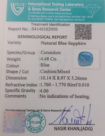 Blue Sapphire - 4.48 Carat