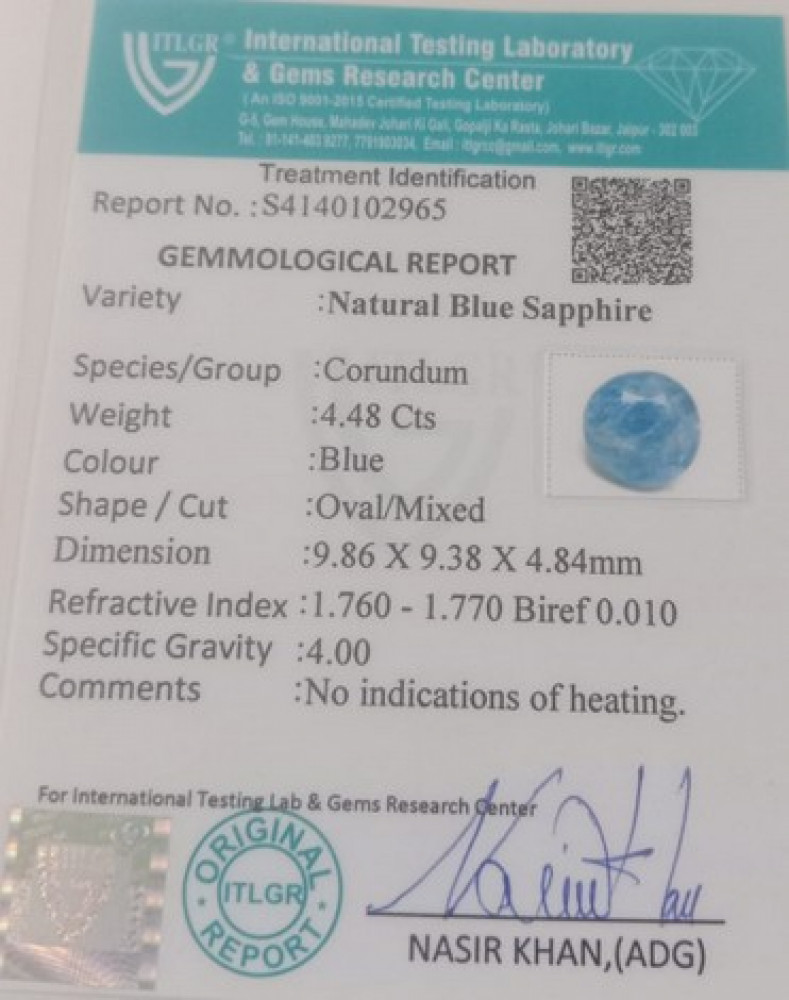 Blue Sapphire  - 4.48 Carat