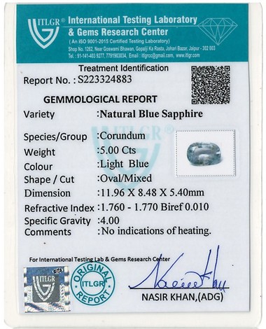 Blue Sapphire - 5 Carat