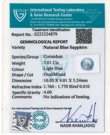 Blue Sapphire - 5.01 Carat