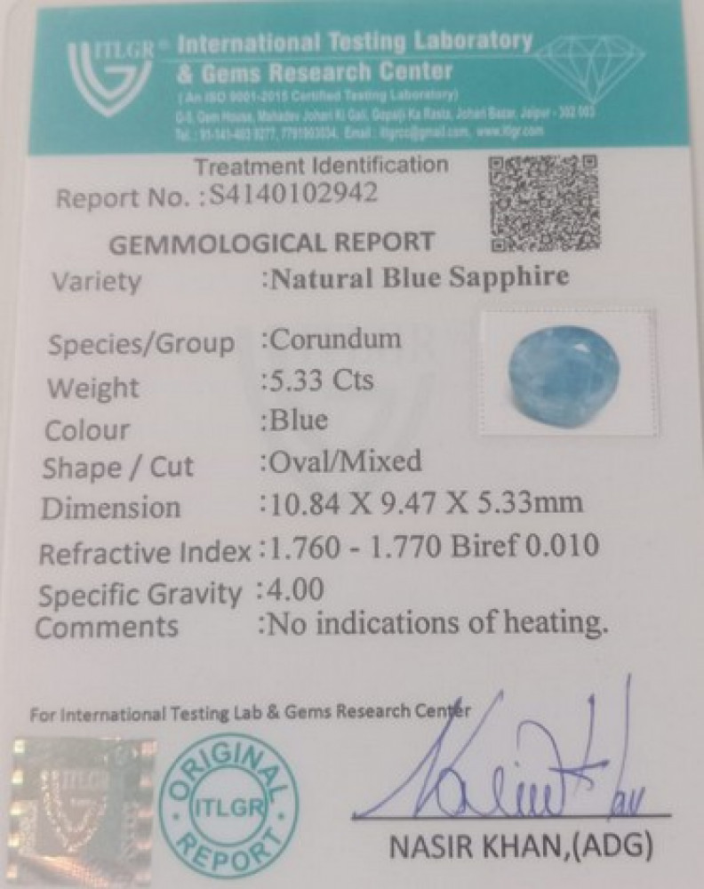 Blue Sapphire  - 5.33 Carat