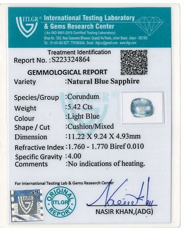 Blue Sapphire - 5.42 Carat