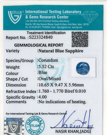 Blue Sapphire - 5.52 Carat
