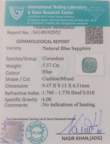 Blue Sapphire  - 5.57 Carat