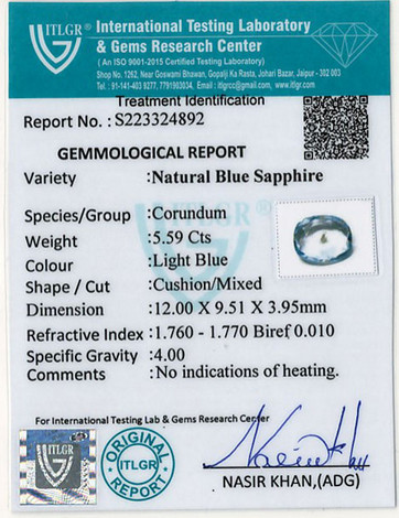 Blue Sapphire - 5.59 Carat