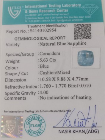 Blue Sapphire  - 5.63 Carat