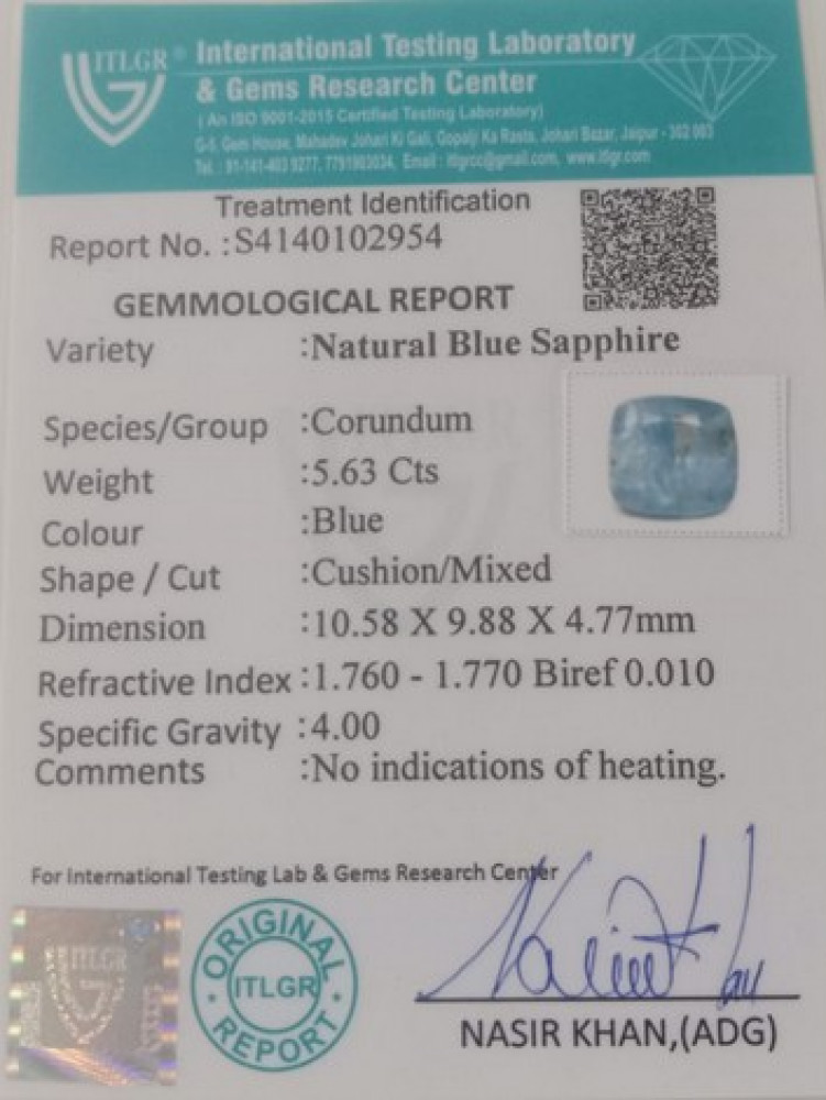 Blue Sapphire  - 5.63 Carat