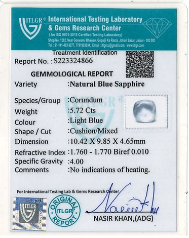 Blue Sapphire - 5.72 Carat