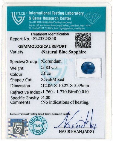Blue Sapphire - 5.83 Carat