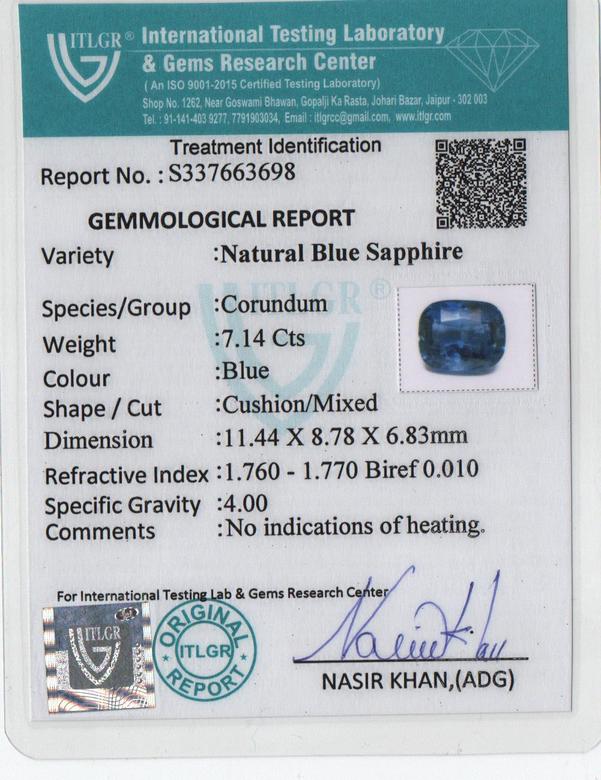 Blue Sapphire - 7.14 Carat