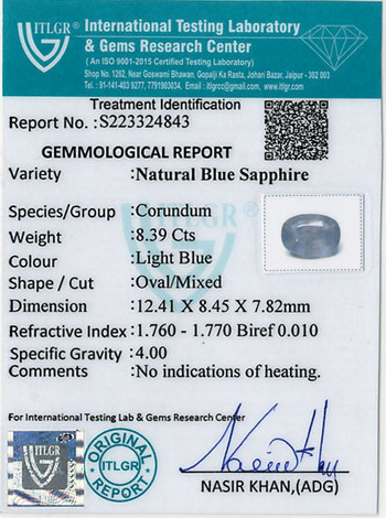 Blue Sapphire - 8.39 Carat