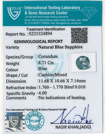 Blue Sapphire - 8.71 Carat