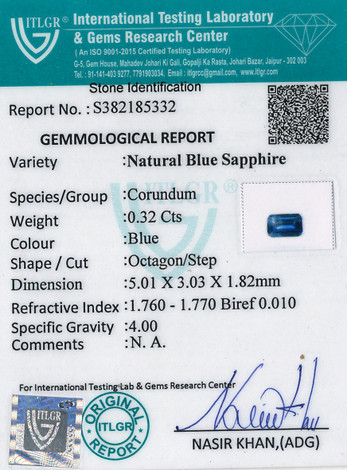 Blue Sapphire - 0.32 Carat