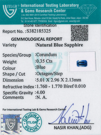 Blue Sapphire - 0.35 Carat