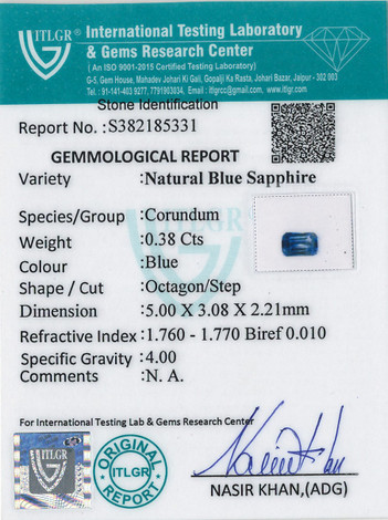 Blue Sapphire - 0.38 Carat