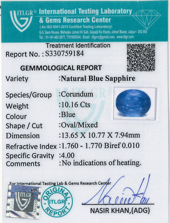 Blue Sapphire - 10.16 Carat