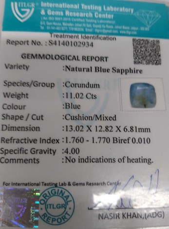 Blue Sapphire - 11.02 Carat