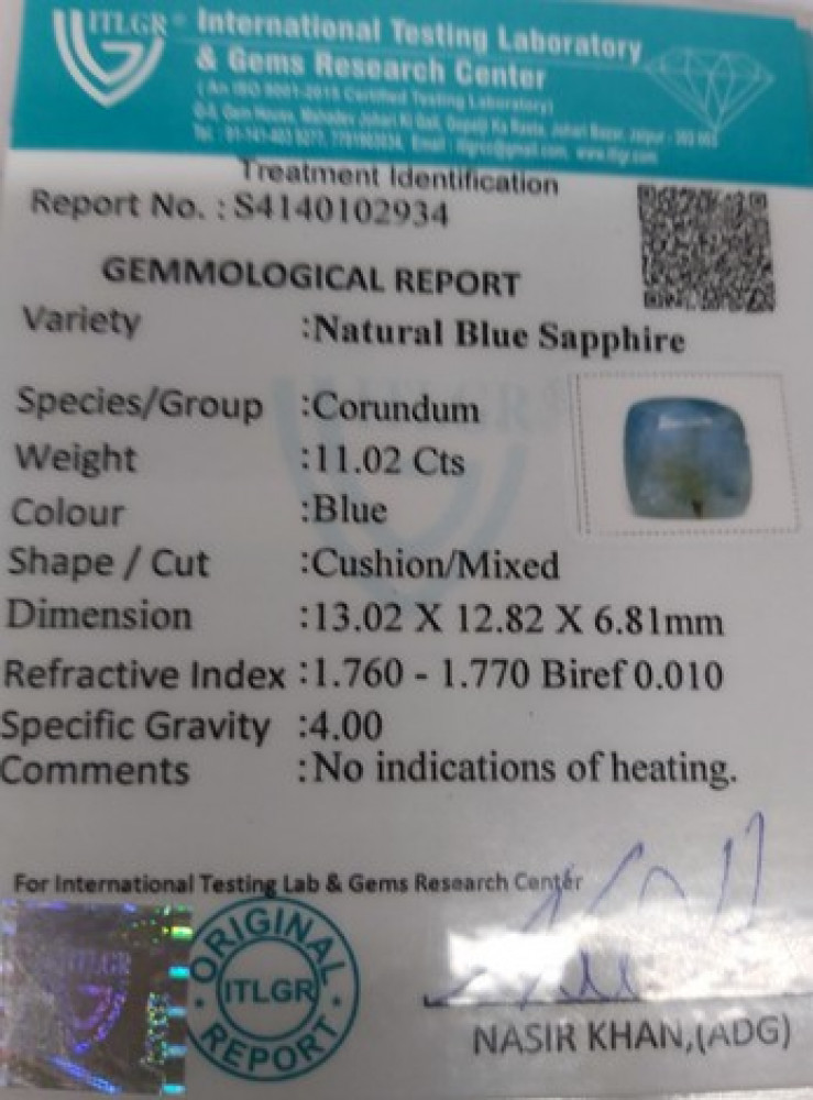 Blue Sapphire - 11.02 Carat