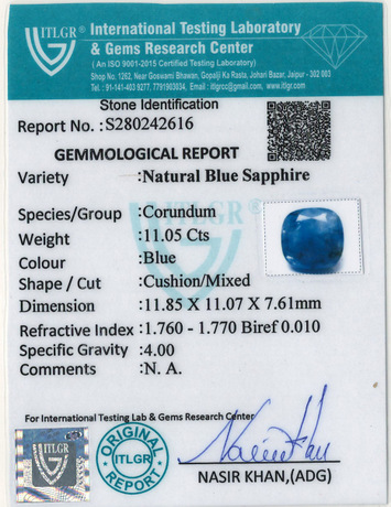 Blue Sapphire - 11.05 Carat