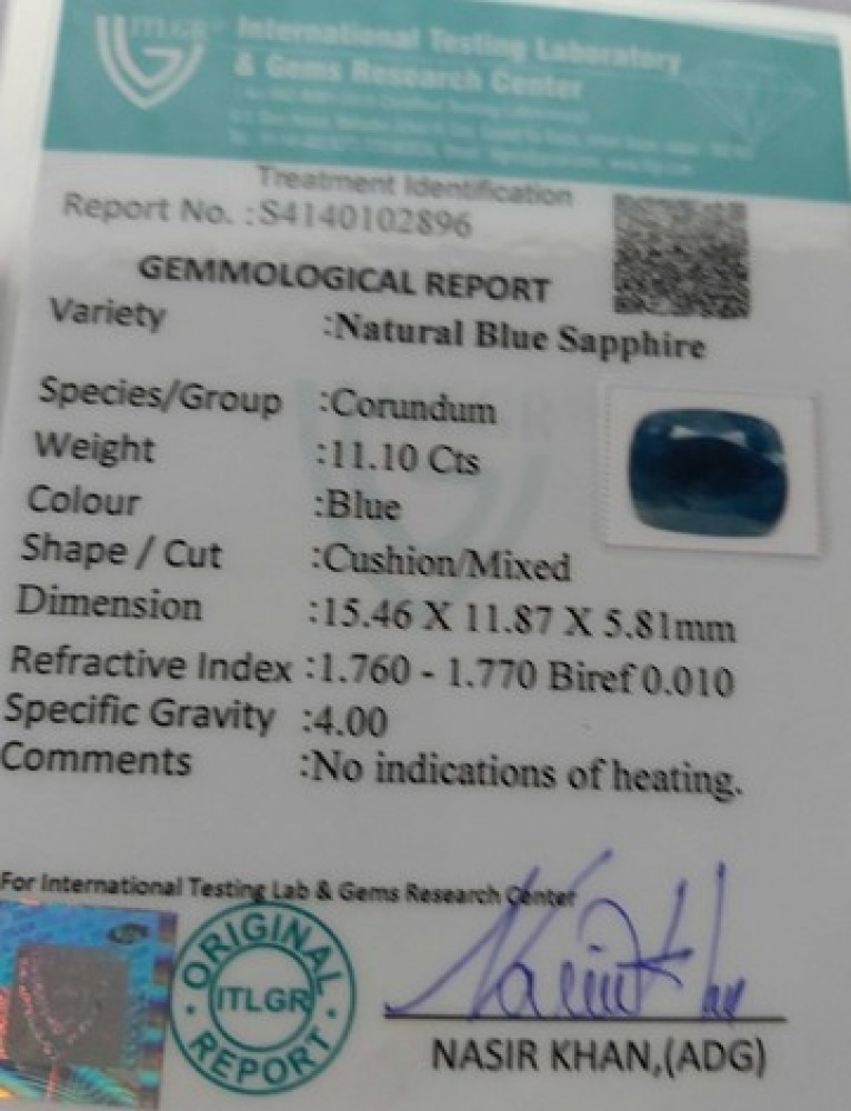 Blue Sapphire - 11.1 Carat