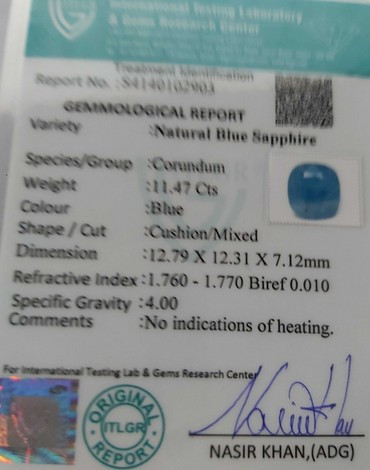Blue Sapphire - 11.47 Carat