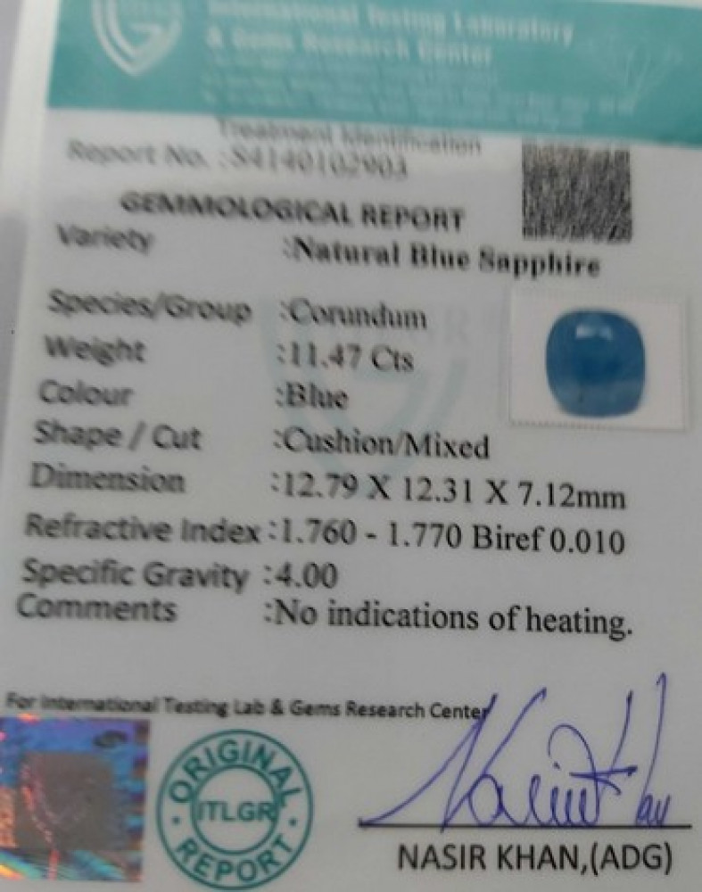 Blue Sapphire - 11.47 Carat