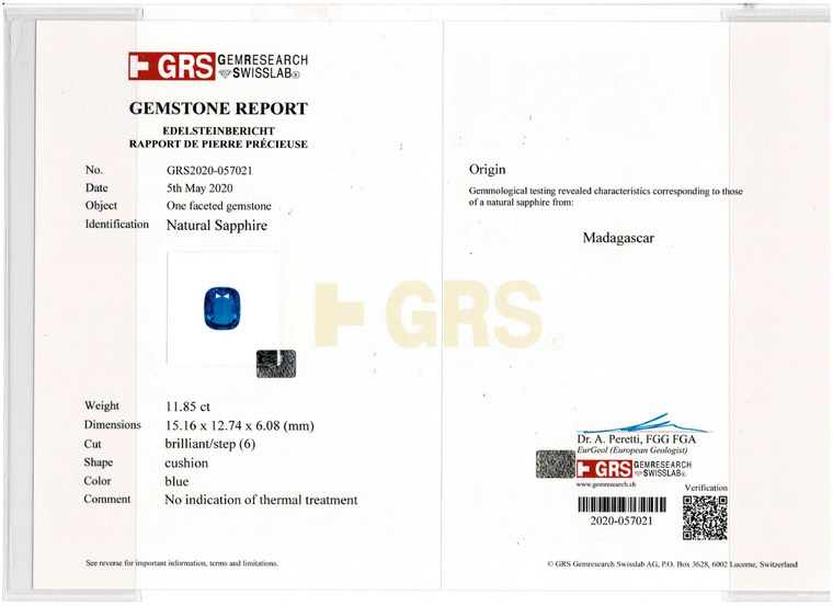 Blue Sapphire - 11.85 Carat