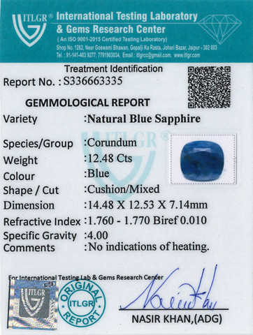 Blue Sapphire - 12.48 Carat