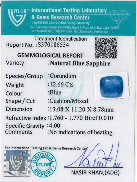 Blue Sapphire - 12.66 Carat