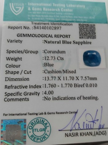 Blue Sapphire - 12.73 Carat
