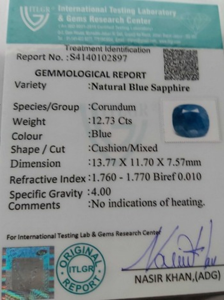 Blue Sapphire - 12.73 Carat