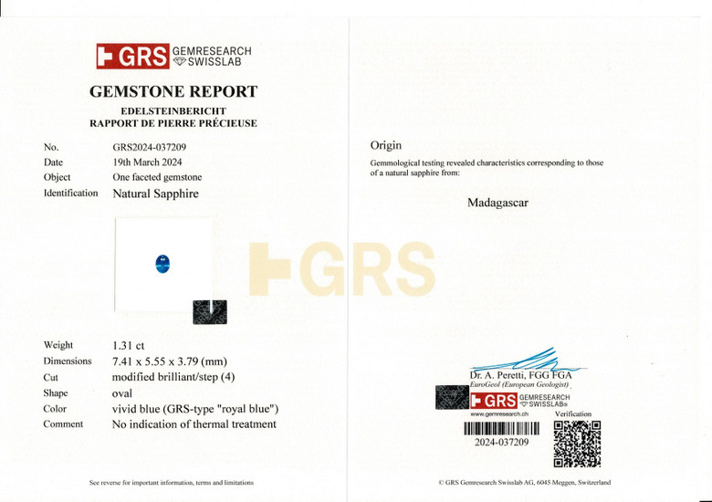 Royal Blue Sapphire - 1.31 Carat