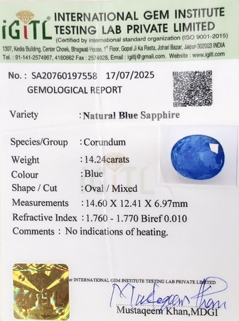 Blue Sapphire - 14.24 Carat