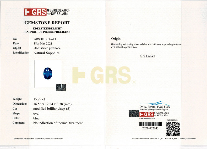 Blue Sapphire - 15.29 Carat