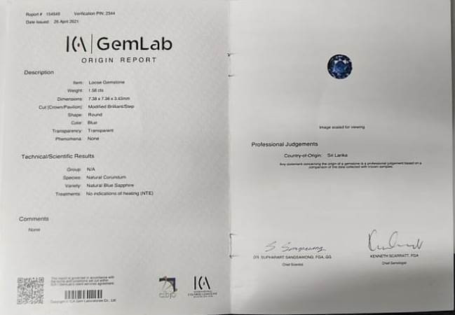 Blue Sapphire - 1.58 Carat