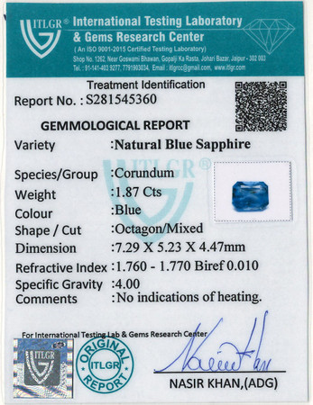 Blue Sapphire - 1.87 Carat