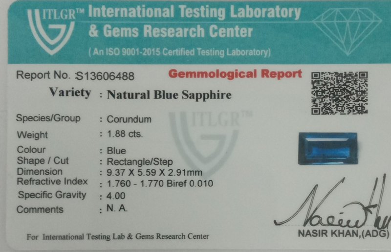 Blue Sapphire - 1.88 Carat